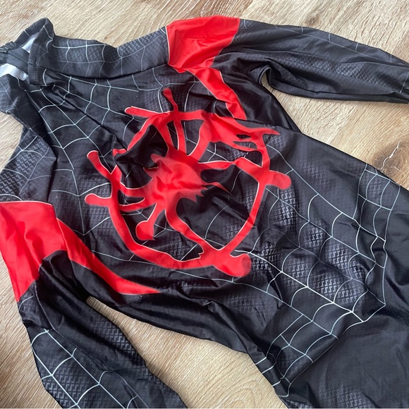 NEW Kids Miles Morales Black and Red Spider Man Full Costume Suit and Mask S-XL - Picture 11 of 16
